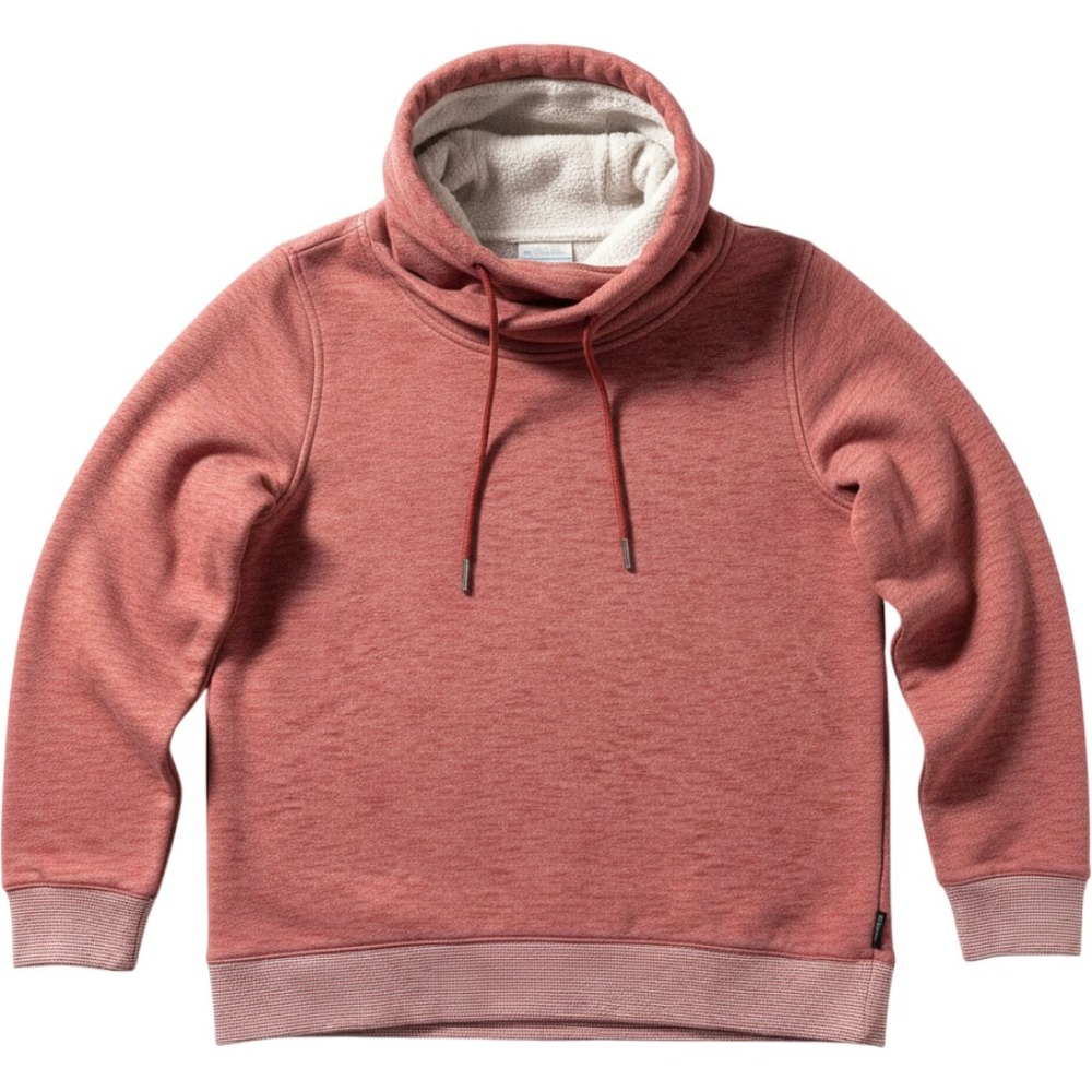 Columbia Cowl Neck Sweatshirt Womens Medium Red Heather Sherpa Funnel